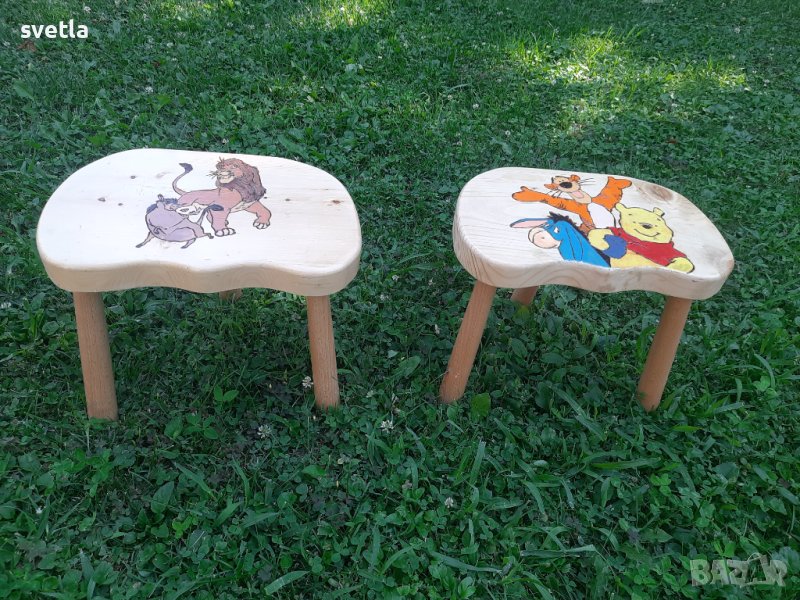 Ръчна изработка дървени трикраки столчета, снимка 1