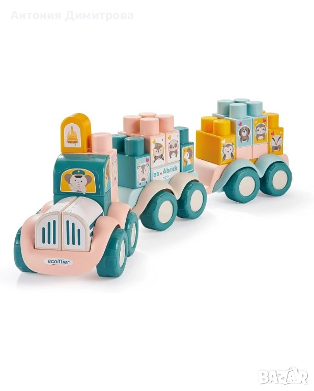 Нов! Игрален комплект Ecoiffier Abrick - Влакова композиция с животни  Влакчето на Ecoiffier е с 3 с, снимка 1