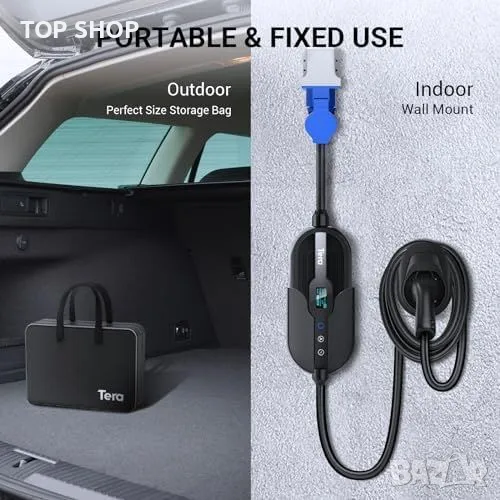 Tera Smart Portable EV Charger 7.6kW Type 2 EV Charger CE & TÜV 32A 240V APP WiFi Bluetooth, снимка 1