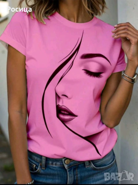 Дамска блуза L размер в розово , снимка 1