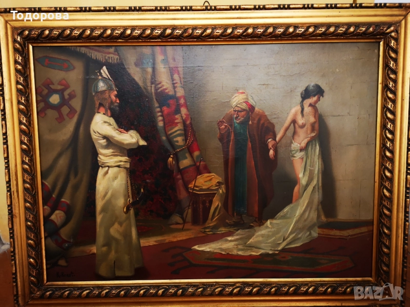 Картина масло-Rudolf Ernst/Търговец продава робиня на султан Baezit 2/, 20 000 €, снимка 1