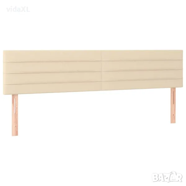 vidaXL Горни табли за легло, 2 бр, кремави, 100x5x78/88 см, плат(SKU:346191), снимка 1