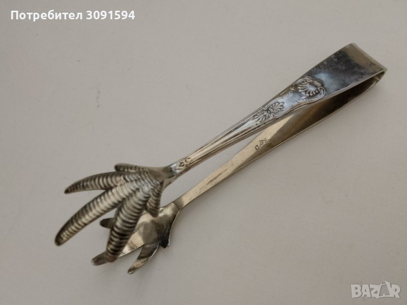  Арт деко винтидж щипки за кубчета лед или захар, посребрена, снимка 1