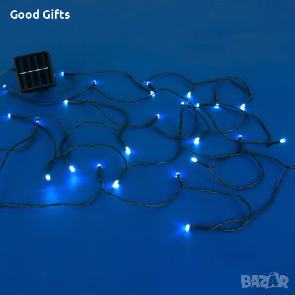 Соларни коледни лампички, Студено бяло, 60 LED, снимка 1