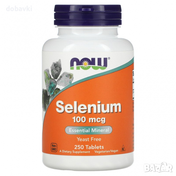 Селен, NOW Foods, Selenium, 100 mcg, 250 Tablets, снимка 1