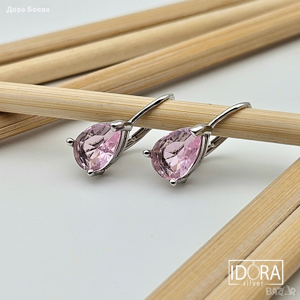 Сребърни обеци: "Роуз", снимка 1