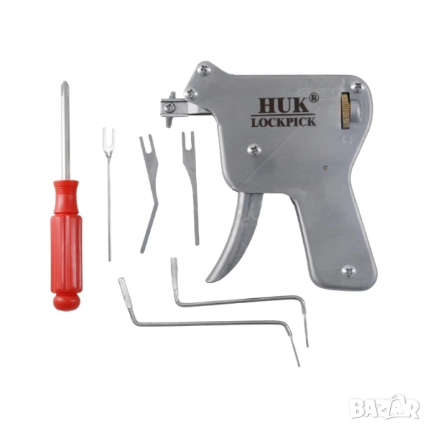 HUK механичен бъмпинг пистолет – отключване на европейски ключалки, снимка 1