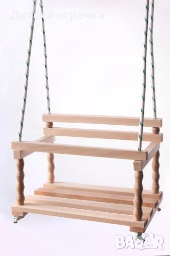 Детска дървена люлка с въжета, снимка 1