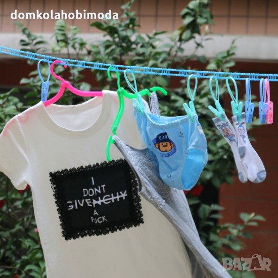 Въже за простиране с примки за закачалки метални куки в края, 5м., снимка 1