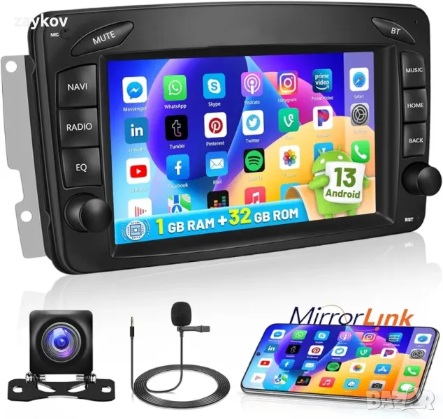 Hikity Car Radio Android 13 за Mercedes Benz W168 W203 W209 C209 Viano Vito W639 Vaneo W170, снимка 1