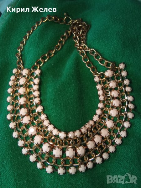 РАЗКОШНО КОЛИЕ ОГЪРЛИЦА КАМЪНИ ФАСЕТ ПОЗЛАТА 2360, снимка 1