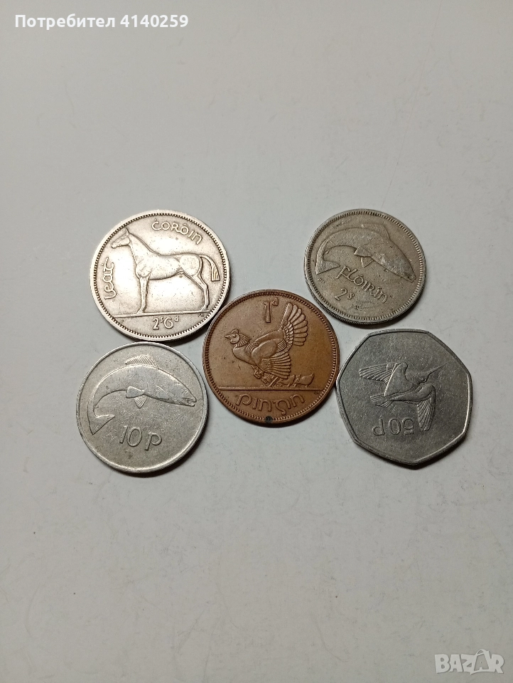 ИРЛАНДИЯ МОНЕТИ ЛОТ 2 ШИЛИНГА 1963 Г 1 ПЕНИ 1963 Г , снимка 1