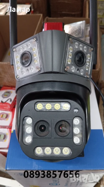 Тройна IP камера с двойна леща 10 zoom зум WiFi iCSee безжична камера 12MP, снимка 1