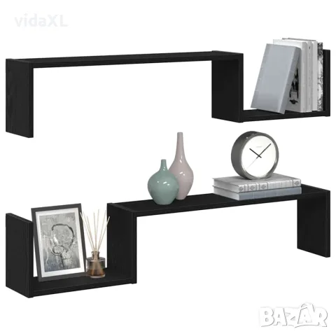 vidaXL Стенен рафт 2 бр. Черния дъб 100 x 15 x 20 см, снимка 3 - Етажерки - 56148324