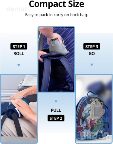 Inspireyes Възглавница за пътуване за опора на главата с маска за очи, езерно синьо, снимка 6 - Възглавници - 44620826