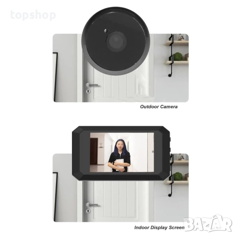 НОВА, ТЕСТВАНА Pomya шпионка за врата, видео звънец с 1080P камера, монитор с 3.97-инчов екран..., снимка 6 - Аналогови камери - 51636344