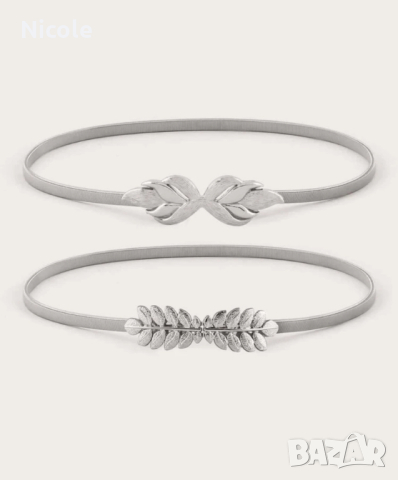 Златни и сребърни елегантни еластични метални колани, снимка 4 - Колани - 44553694