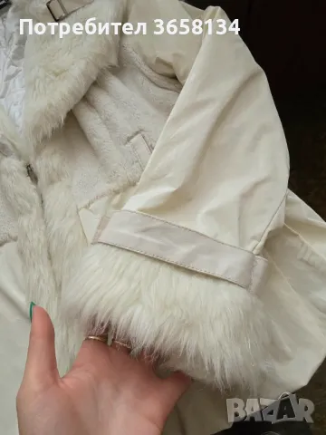 Красиво бяло дамско яке с пух, снимка 3 - Якета - 47993246