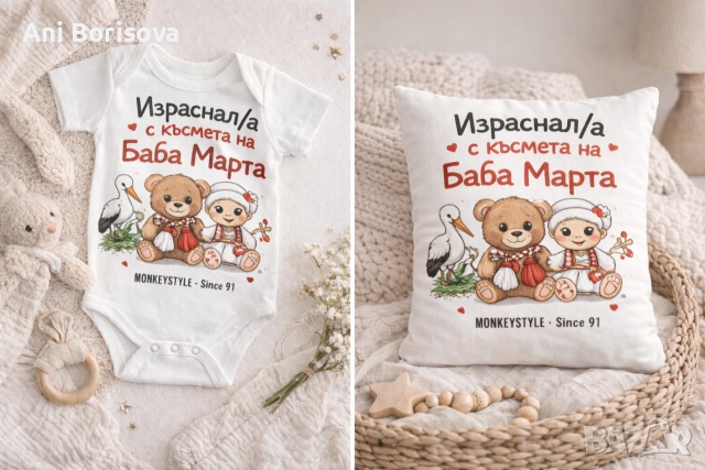 Бебешко боди за Баба Марта – сладък подарък 👶🌸, снимка 4 - Бодита за бебе - 53570423