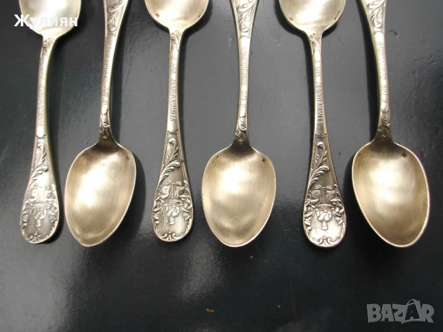 КОМПЛЕКТ ПОСРЕБРЕНИ ЛЪЖИЧКИ ЗА КАФЕ CHRISTOFLE A LOS MANDARINES , снимка 4 - Антикварни и старинни предмети - 50492391