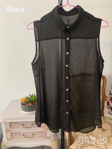 Дамска риза в черно размер М, снимка 5 - Ризи - 44687418