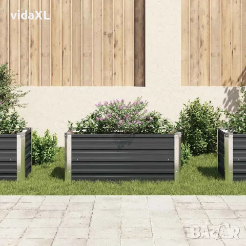 vidaXL Градинска висока леха антрацит 100x40x45 см поцинкована стомана, снимка 3 - Саксии и кашпи - 56147567