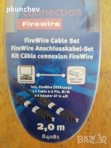 Кабел IEEE1394 FireWire Ednet  6-6Pin + 2 adapters, снимка 3 - Кабели и адаптери - 44471715
