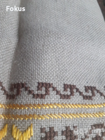 Старо прекрасно българско каре ленена панама ръчно бродирано, снимка 4 - Антикварни и старинни предмети - 53329640