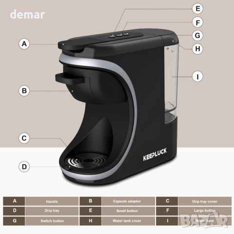 Многофункционална кафемашина, капсули Nespresso, Dolce Gusto и мляно, снимка 8 - Кафемашини - 51904565