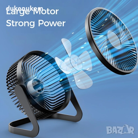 Настолен вентилатор USB, 2 скорости, 360° въртене, снимка 4 - Вентилатори - 52386699