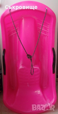 Пластмасова детска шейна със спирачки и въже за теглене