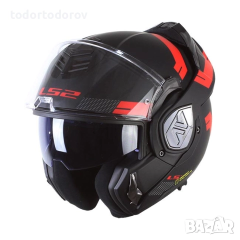 Отваряема мото Каска LS2 Advant FF901 Black/Red ECE 22.06, L,като нова