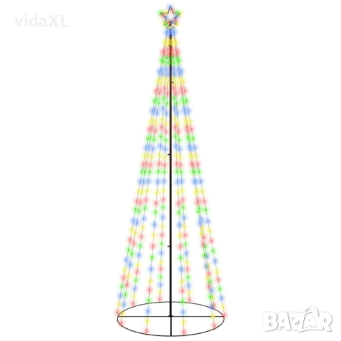 vidaXL Конусовидна елха, многоцветна, 310 LED, 100x300 см(SKU:343493)