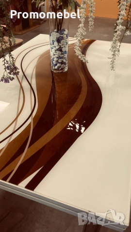 Трапезна маса Кафяви вълни 110, снимка 3 - Маси - 53645866