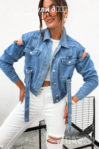 Уникално дънково яке с изрязани панели, снимка 6 - Якета - 53864324