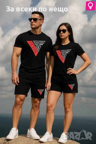 Guess Екипи За Двойки👚🩳Дамски Летен Екип Guess👕🩳Мъжки Къс Комплект Гес Код LFS546