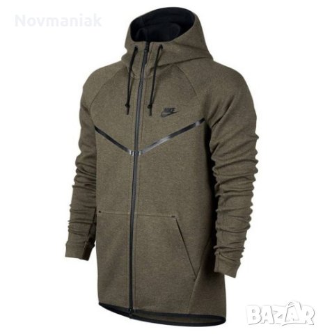 Nike Tch Flc Wr Hoodie Fz Olive-Като Ново, снимка 1 - Спортни дрехи, екипи - 41141317