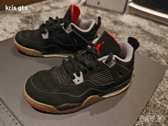 Детски маратонки Air Jordan 4 Retro Bred Design  номер 32, снимка 2 - Детски маратонки - 53484751