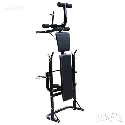 vidaXL Комплект лежанка със стойка за лост, щанга и дъмбели, 60,5 кг, снимка 2 - Спортна екипировка - 56146392