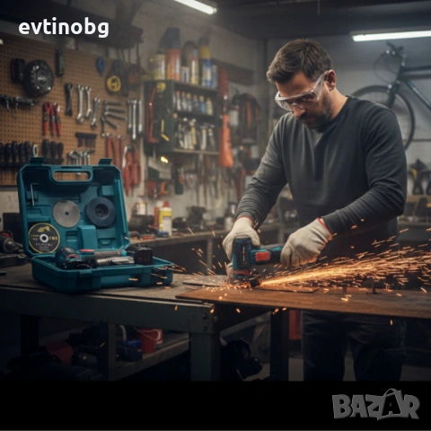 Мини ъглошлайф KraftRoyal 24V 6Ah с безчетков мотор и 2 батерии за бързо и прецизно рязане, снимка 3 - Куфари с инструменти - 53788448