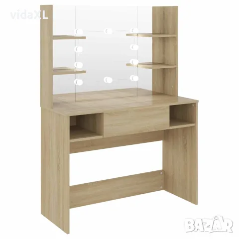 vidaXL Тоалетка с LED лампи, 100x40x135 см, МДФ, дъб, снимка 5 - Тоалетки - 56146997
