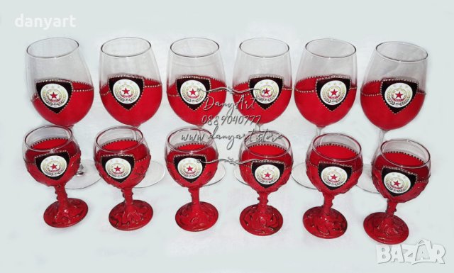 Комплект чаши за вино и аперитив ЦСКА