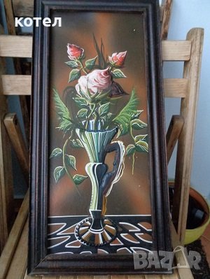 Продавам картина с ефектен ръчен релеф  - Ваза с цветя, снимка 4 - Декорация за дома - 38899005