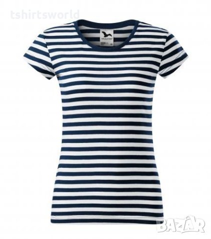 Нова дамска моряшка тениска, тъмносиньо/бяло райе, снимка 1 - Тениски - 42077193