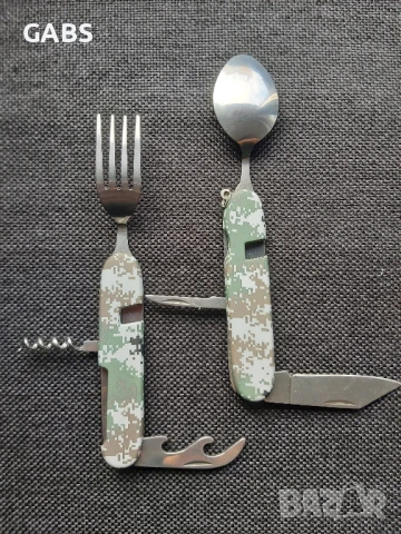 Туристически комплект за хранене с вилица и лъжица 6 в 1, снимка 7 - Екипировка - 50667871