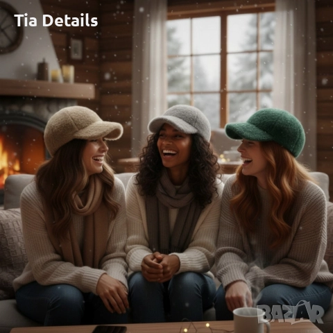 Топла дамска шапка с козирка - зимен пухкав модел, снимка 12 - Шапки - 52997158