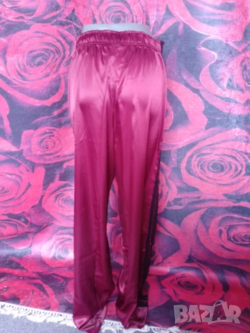 Нов Винено червен Сатениран широк панталон с висока талия ХЛ, снимка 9 - Панталони - 50492581