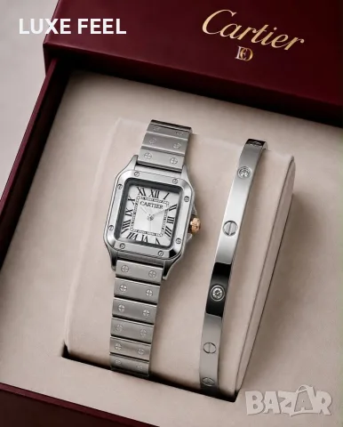 Cartier ⚜️Часовник + Гривна ⚜️, снимка 5 - Дамски - 55709540