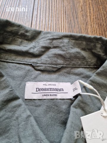 Страхотна мъжка ленена риза DRESSMANN размер 2XL,  нова с етикет , , снимка 2 - Ризи - 41683051