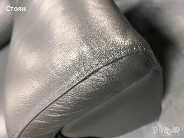 Сив кожен фотьойл, снимка 9 - Дивани и мека мебел - 40751000